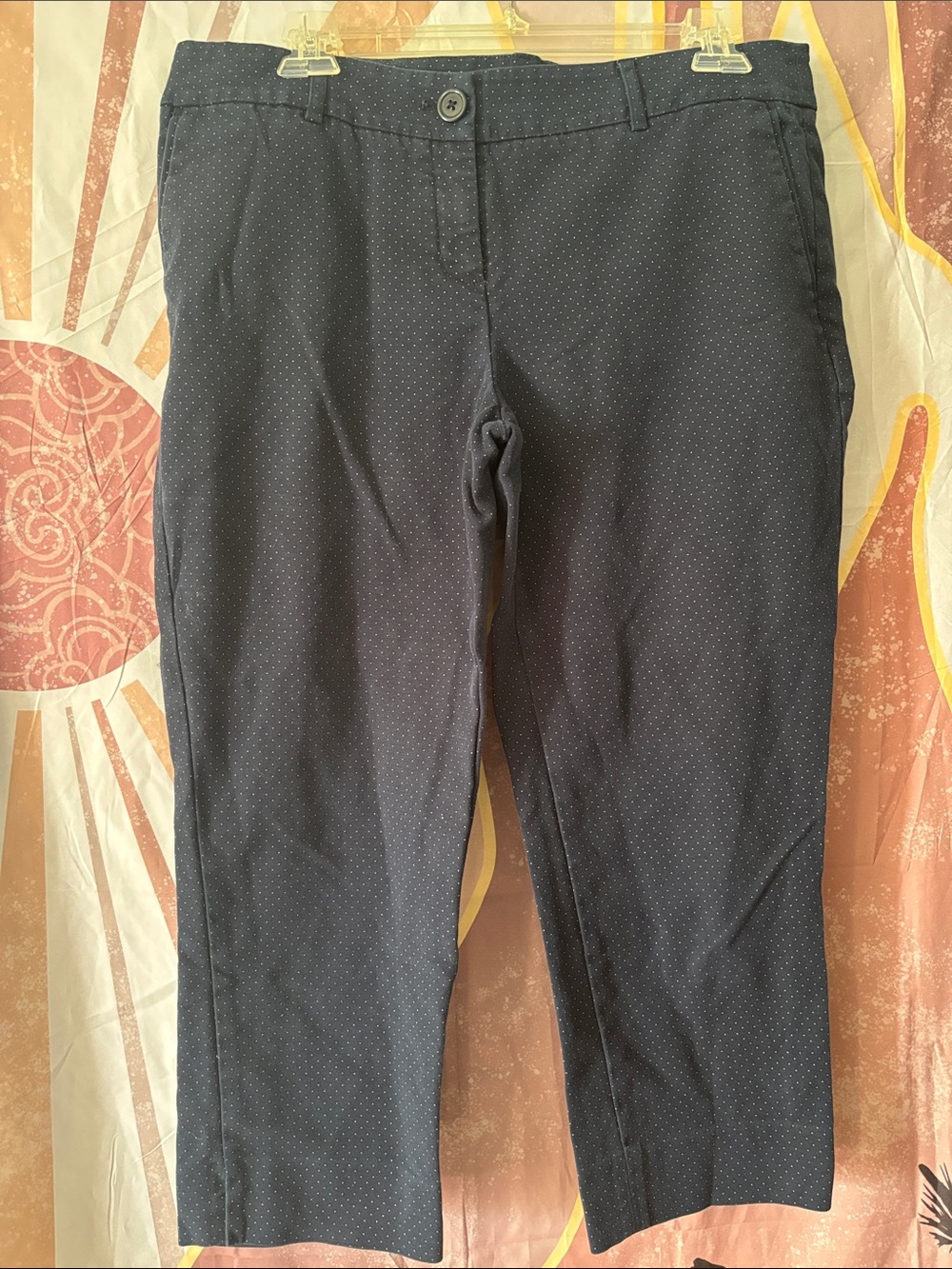 Hilary Radley Navy Microdot Stretch Chinos